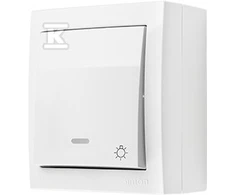 Kontakt-Simon Simon Aquaclick Šviesos mygtukas su pašvietimu, 10 AX, 250 V, balta ACS1L / 11