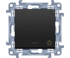 Kontakt-Simon Light mygtukas Kontakt-Simon Simon 10 CS1L.01/49 su LED foniniu apšvietimu, 10AX modulis, 250V~, sraigtiniai gnybtai, matinė juoda