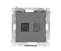 Kontakt Simon T61.01/116 Simon 55 Viengubas kompiuterio lizdas RJ45 6 kategorija, su apsauga nuo dulkių (modulis) Matinio grafito T61.01/116