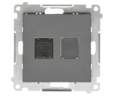 Kontakt Simon T61.01/116 Simon 55 Viengubas kompiuterio lizdas RJ45 6 kategorija, su apsauga nuo dulkių (modulis) Matinio grafito T61.01/116