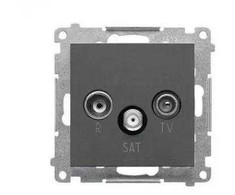 Kontakt Simon TASK.01/116 Simon 55 R-TV-SAT antenos terminalas/galinis lizdas (modulis). 1x Įėjimas: 5 MHz 2,4 GHz Matinis grafitas TASK.01/116