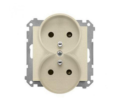 Kontakt Simon TGZ2MCZ.01/144 Simon 55 Dvigubas kištukinis lizdas su įžeminimu ir sklendėmis (modulis) 16 A 250 V~, greitos jungtys Šampano spalvos matinės TGZ2MCZ.01/144