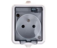 Kos Elektro System 121432 HYDRO Vienas hermetiškas lizdas su/be IP44 su dūmų sklende balta 121432
