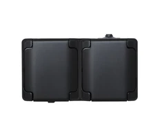 Kos Elektro System KOS BRYZA Dvigubas horizontalus lizdas IP54 matinis dangtelis, Schuko tipas 2x2P+Z 16A 250V juodas 180942