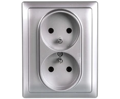 Kos Elektro System KOS Dvivietis lizdas KOS 66 žemės 16A 250V aliuminio (66036)
