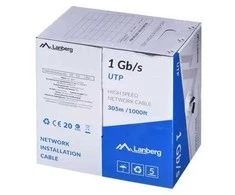 LANBERG UTP kabelis 1GB/S 305M CCA laidas, juodas LCU6-10CC-0305-BK