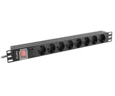 LANBERG RACK maitinimo blokas 19" (1U, 16A, 8X SHUKO, 2M, juodas) PDU-08F-0200-BK