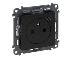 Legrand 756336 VALENA LIFE 2p+su lizdas su USB C tipo lizdu, juodas 756336
