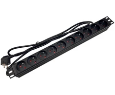 Maitinimo juosta 19" 230V - 10 lizdų (E tipas - CEE 7/5), kabelis 1,8m CEE 7/7 ALANTEC