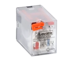 Lovato Electric Pramoninė relė su LED indikatoriumi ir mechaniniu mygtuku, 24VAC valdymas, 4C/O, 5A, skirta HR6XS4.. lizdams