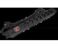 Maitinimo juosta 19" 230V - 7 lizdai (E tipas - CEE 7/5), su LED jungikliu, su apsauga nuo perkrovos ir viršįtampių, 1,8 m CEE 7/7 ALANTEC laidas