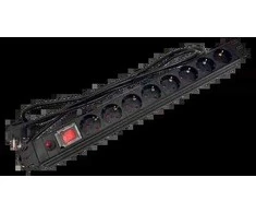 Maitinimo juostelė 19" 230V - 8 lizdai (F tipas - CEE 7/3 schuko), su LED jungikliu, su apsauga nuo perkrovos, 1,8 m CEE 7/7 ALANTEC laidas