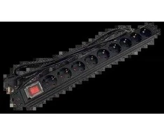 Maitinimo juostelė 19" 230V - 9 lizdai (F tipas - CEE 7/3 schuko), su LED jungikliu, 1,8 m laidu CEE 7/7 ALANTEC