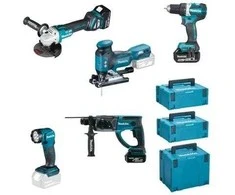 Rinkinys įrankių Makita Rinkinys COMBO 18V DDF484+DGA513+DHR202+DJV181+DML802
