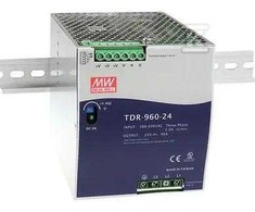 Mean Well MAITINIMO TAIKYMAS DIN bėgeliui, 3 FAZIŲ, 960W 24V