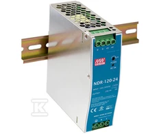 Impulsinis maitinimo šaltinis 24V 120W 5A, tvirtinamas ant DIN bėgio, MEAN WELL, NDR-120-24