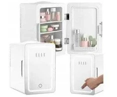 ELLE 6L baltas mini fridge with LED make-up mirror