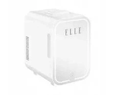 ELLE 8L mini fridge with LED make-up mirror, baltas