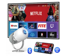 Projektorius Zenwire MINI Projektorius 360 ANDROID 9.0 WiFi Miracast Aircast NEŠIOjamas FULL HD PROJEKTORIUS, skirtas telefonui Bluetooth HDMI/USB/USB-C Zenwire H6 360