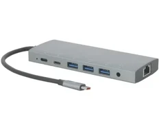 Mobilis 020028 doko stotelė Przewodowa USB 3.2 Gen 1 (3.1 Gen 1) Type-C Pilka