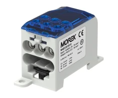 MOREK Paskirstymo blokas OJL200A mėlynas įėjimas: 1xAl/Cu 10-70mm2 išėjimas: 6xCu 2.5- 16mm2 MAB1201B10