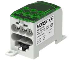 Morek Simet CU paskirstymo blokas 1-potencialas, 200 A (Cu) 160A (AL) / 70mm2/ TS 35/ įėjimas 1x10-70 išėjimas: 6x2,5-16 mm2 žalias MAB12