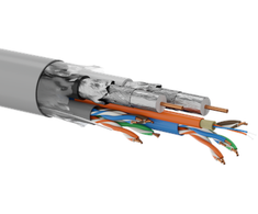 Multikabel Q-LANTEC Multimedia 2 x U/UTP kat.6 + 2 x RG6 1.13 + 2 x FO G657A1, LSOH Dca, pilka 500m