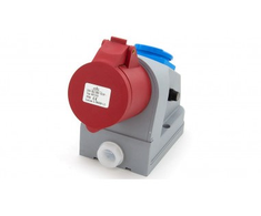 N101/4 Fiksuotas maitinimo lizdas kombinuotas 32A/4P + GS 230V + saugiklio apsauga, ELS Elektrotechnika, N101/4