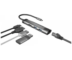 NATEC Multiport Fowler Go USB-C -> Hub USB 3.0 x2 HDMI 4K USB-C PD RJ45