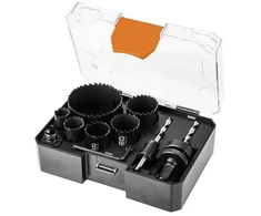 Neo Tools Dviejų metalų skylučių pjūklai Co8% (19, 25, 30, 35, 40, 68 mm), rinkinyje 9 vnt.