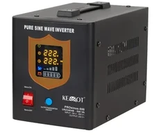 Nepertraukiamo maitinimo šaltinis KEMOT PROsinus-500 grynos sinusinės bangos keitiklis su įkrovimo funkcija 12V 230V 500VA/300W - juodas