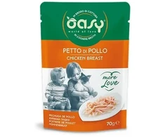 Kačių maistas - Oasy More Love vištienos krūtinėlės drėgnas kačių maistas 70g be glitimo