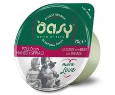 Maisto produktai - Oasy More Love vištiena jautiena Spinach Wet Food 70g