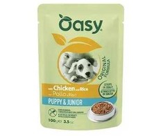 Šunų maistas - Oasy Strips in Gravy Puppy &amp; Junior vištiena ir ryžiai 100g
