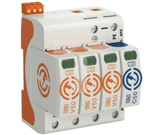 OBO Bettermann 5093533 Viršįtampių ribotuvas B+C 1+2 tipas 3P+N 12,5kA 280V V50-3+NPE+FS-280 5093533