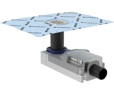 Geberit dušas traps ar resti 80x80, DN50, horizontāls, paredzēts 90–220 mm grīdas augstumam