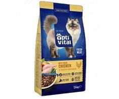 Maisto produktai - OptiVital Su Šviežia Vištiena Sausas Kačių Maistas 1.4kg Be Grūdų