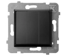 Ospel Ospel Aria mygtukas ŁP-24U/m/33 įleidžiamas trigubas kontaktas 10AX 250V IP20 metalinis juodas