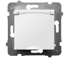 Ospel Aria GPH-1UZ/m/00/W hermetiškas lizdas, vienvietis, su įžeminimu IP44, baltas dangtelis, baltas