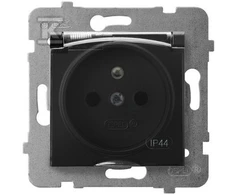 Ospel ARIA atsparumo smūgiams lizdas su IP44 skaidriu juodu metaliniu dangteliu GPH-1UZ / m / 33 / d