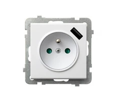 Ospel SONATA Vieno lizdo su rainele, su baltu USB įkrovikliu GP-1RZPUSB / m / 00