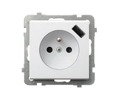 Ospel Vieno lizdo Ospel Sonata GP-1RZPUSB / m / 33 su įžeminimu su USB įkrovikliu 2.1A metalizuota juoda