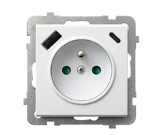 Ospel GP-1RZPUSBAC/m/38 SONATA Viengubas lizdas su įžeminimu ir srovės kelio sklendėmis, su USB įkrovikliu A+C, matinės sidabrinės spalvos GP-1RZPUSBAC/m/38