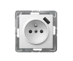 Ospel IMPRESJA Vienvietis lizdas be baltų langinių su USB įkrovikliu GP-1YZPUSB/m/00USB GP-1YZPUSB/m/00