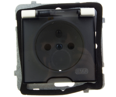 Ospel GPH-1GZ/m/27/d AS Apsauginis nuo vandens purslų lizdas su/be IP44 permatomo dangtelio, ekru GPH-1GZ/m/27/d
