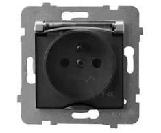 Ospel GPH-1UZ/m/18/d ARIA Apsauginis nuo vandens purslų lizdas su/be IP44, permatomu sidabriniu dangteliu GPH-1UZ/m/18/d
