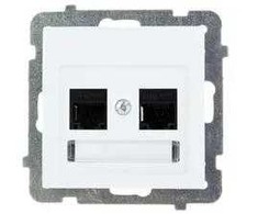 Ospel GPK-2G/K/m/00 AS Dvigubas kompiuterio lizdas RJ45 cat.5e MMC, baltas GPK-2G/K/m/00