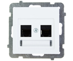 Ospel GPK-2G/K/m/00 AS Dvigubas kompiuterio lizdas RJ45 cat.5e MMC, baltas GPK-2G/K/m/00