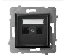 Ospel GPK-2U/K/m/33 ARIA Dvigubas kompiuterio lizdas, kat. 5e MMC juodos spalvos metalinis GPK-2U/K/m/33