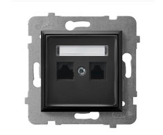 Ospel GPK-2U/K/m/33 ARIA Dvigubas kompiuterio lizdas, kat. 5e MMC juodos spalvos metalinis GPK-2U/K/m/33